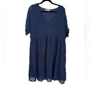 Navy Blue Textured Dress